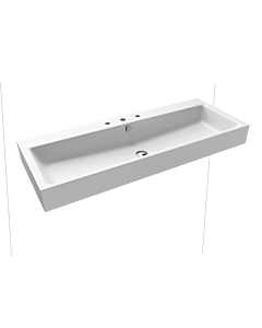 Kaldewei Puro lavabo mural 906806033711 3167, 120x46cm, effet perlant blanc alpin mat, avec trop-plein, 3 trous taraudés